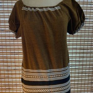 Southwest style brown printed dress